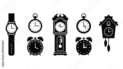 collection of various clocks and watches on display