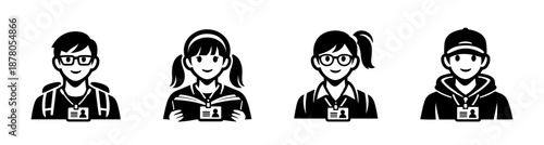 Education vector icons set for student identification and learning elements