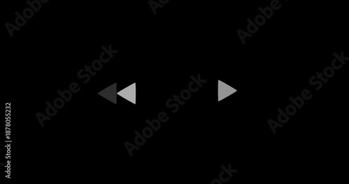 Rewind arrow button icon on transparent background. glowing shape Animation of looping rewind button concept. Fast Forward Icon on Black Background next