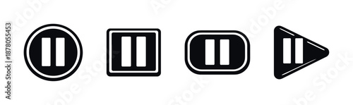 Play and pause vector icons set for multimedia and ui design, simple control symbols