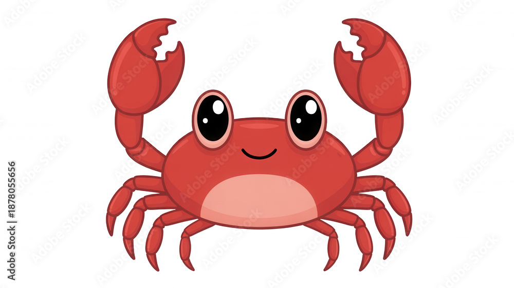 Fototapeta premium Smiling Cartoon Crab Vector Illustration For Kids Entertainment And Education On Transparent Background