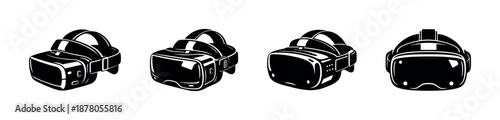 Vr headset vector icons set: virtual reality, gaming tech concepts