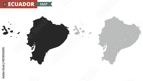 Map of Ecuador. Black and gray political map. Ecuador Mercator projection. Vector illustration.