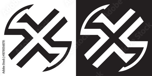 Abstract Interlocking Squares Logo Vector Black and White