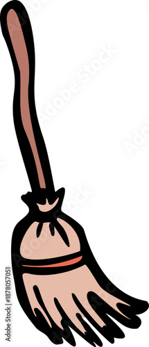 Witch's Broom Cartoon Doodle