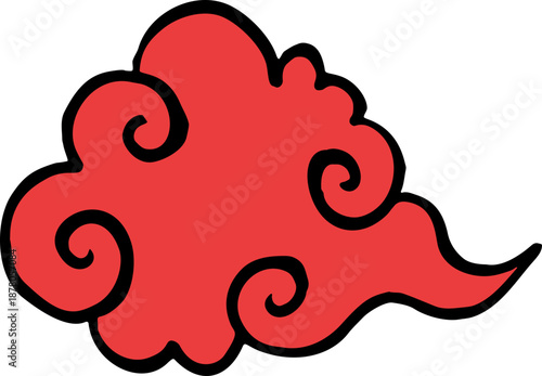 Red Japanese Cloud Doodle