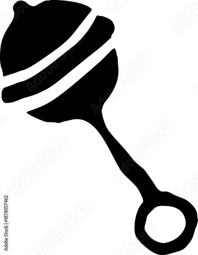 Baby Rattle Hand Drawn Silhouette