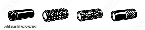 Vector icons set of textured cylindrical grips for tools and sport equipment