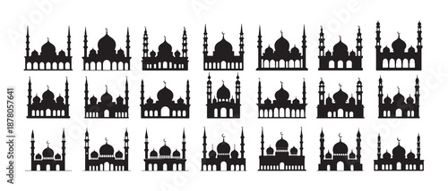 Mosque Silhouette Icon Set. Islamic Architecture Vector Collection. Vector illustration eps 10