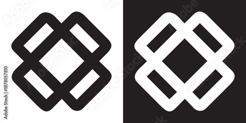 Abstract Interlocking Squares Logo Vector Black and White