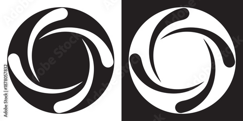 Dynamic Rotating Shape Symbol Monochrome Vector