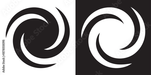 Dynamic Rotating Shape Symbol Monochrome Vector