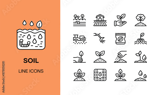 Professional industrial safety line icon set for risk management workplace security and occupational health regulations