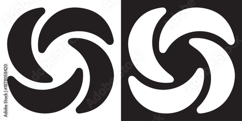 Dynamic Rotating Shape Symbol Monochrome Vector
