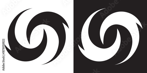 Dynamic Rotating Shape Symbol Monochrome Vector