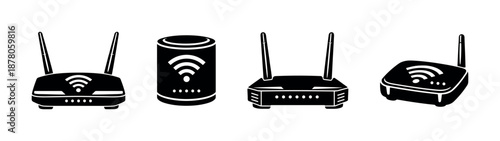 Router devices vector icons set, wifi symbols collection, wireless and network elements