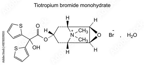 Tiotropium bromide monohydrate, chemical structure of tiotropium bromide monohydrate, drug substance