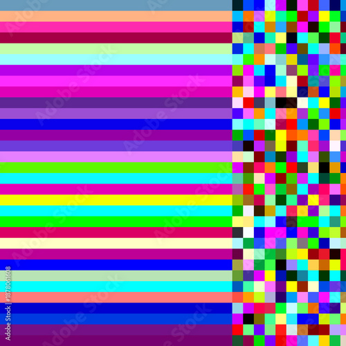 Abstract Pixel Color Grid Background Color Block and Stripe Mix