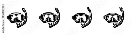 Scuba diving vector icons set: snorkel, mask, dive equipment symbols