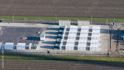 Aerial view of large scale sustainable energy storage system