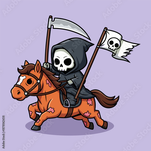 Cartoon horse running with wounds on lilac background vector illustration