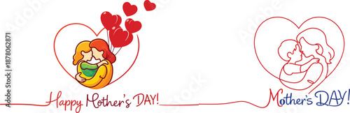 Mothers Day Heartwarming Hug Illustrations