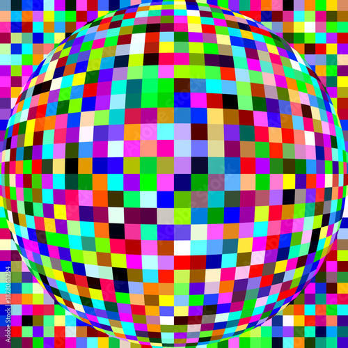 Abstract Pixel Color Grid Background Spherical Pixel Warp