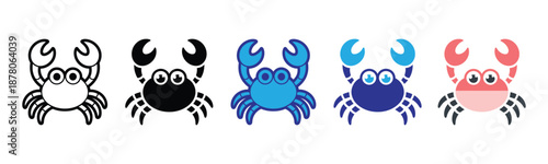 Vector illustration icon colorful crab icons in different colors on for design and decoration purposes easily