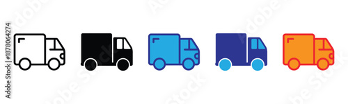 Vector illustration icon colorful delivery truck icons in different colors