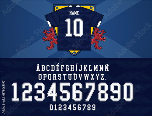 High contrast vector lettering built for performance apparel and graphic systems. Angular curves, sharp terminals and balanced numerals designed for fashion prints, sports visuals and modern uniform