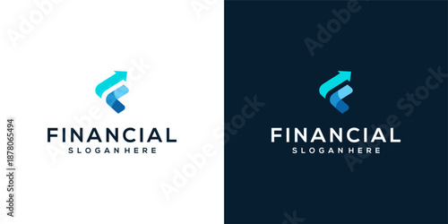 Business Growth Logo with Upward Chart and Hand Motif