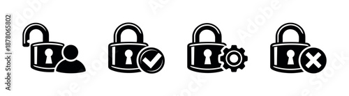Security vector icons set, lock symbols, secure elements collection