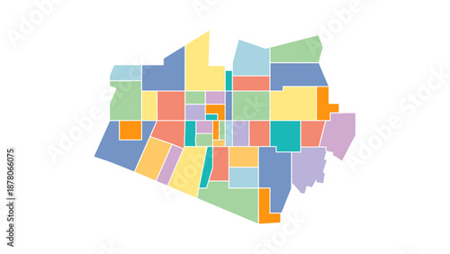 Colorful Abstract Map of United Stated, City Districts with Geometric Shapes. Vector Illustration. EPS Editable