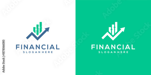 Business Growth Logo with Upward Chart and Hand Motif