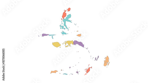 Colorful Abstract Map of the Philippines with Islands and Regions. Vector Illustration. EPS Editable