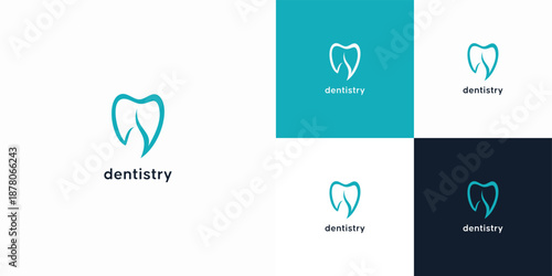 Elegant dental clinic tooth logo design vector illustration