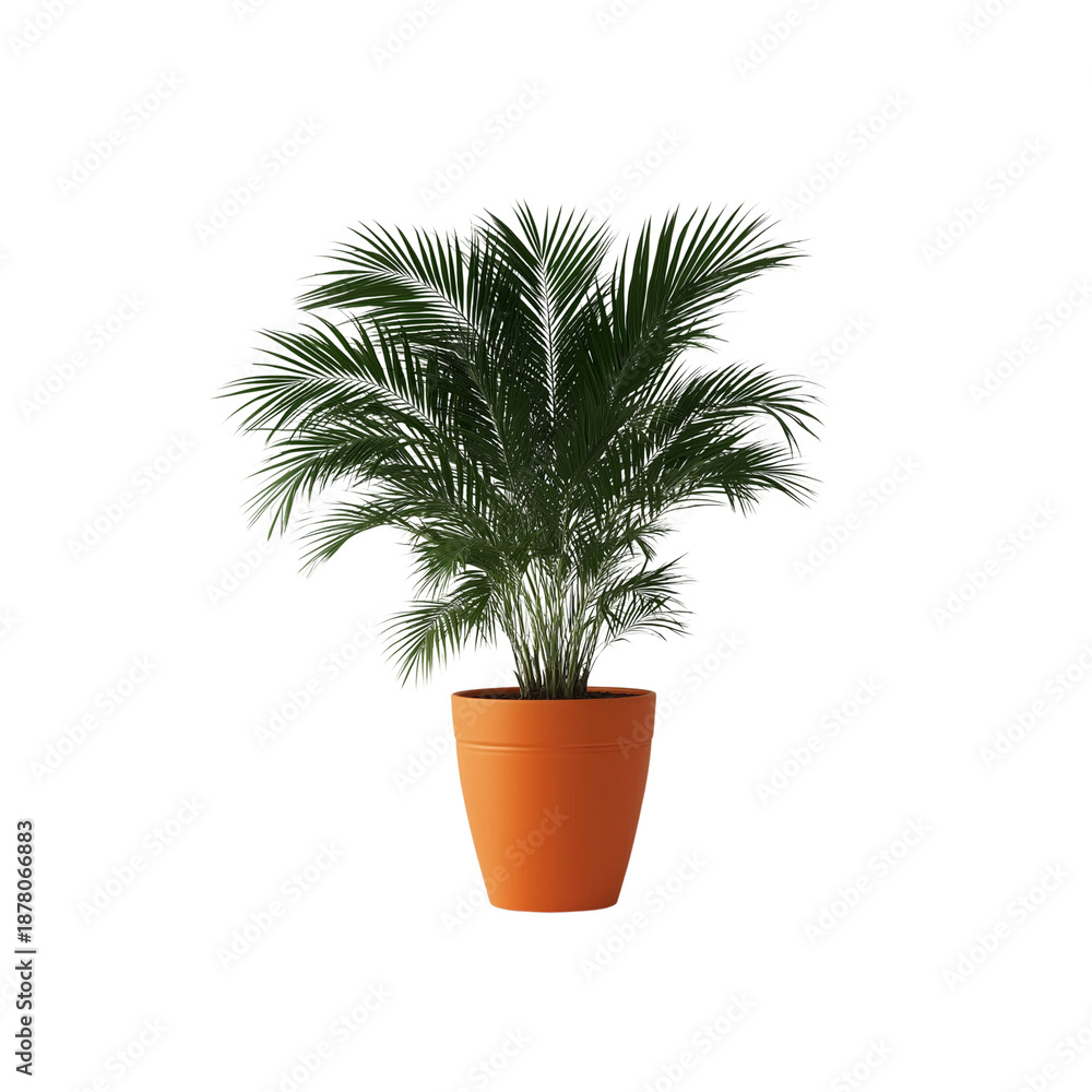 Obraz premium Potted Palm Plant in Orange Pot isolated on a transparent background