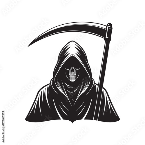 grim reaper silhouette vector style design set black color . white color background (1).eps
