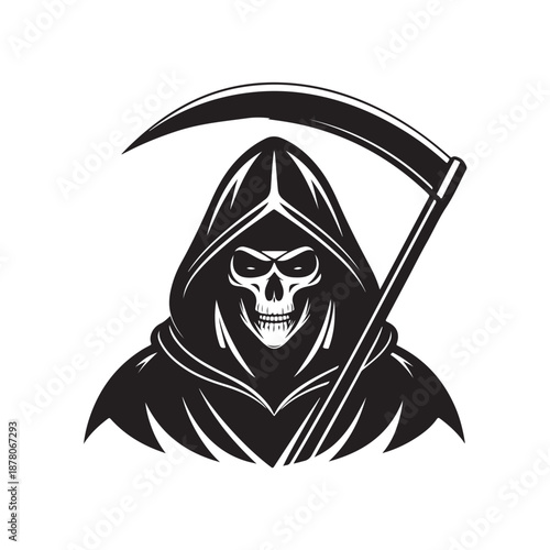 grim reaper silhouette vector style design set black color . white color background (2).eps