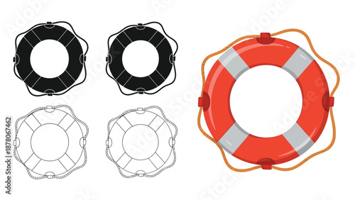 Lifebuoy variations with different design and color schemes on a white background