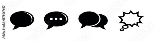 Speech bubbles vector icons set: classic, comic, dialogue symbols for messages