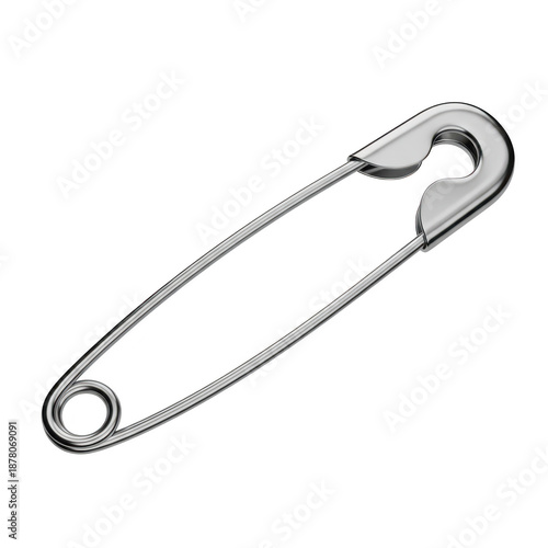 Metal safety pin isolated on transparent background