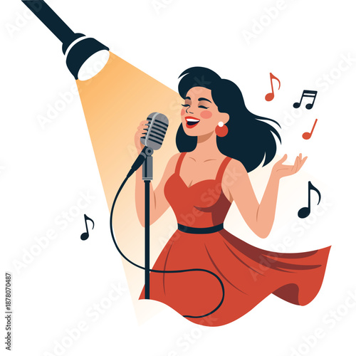 woman singing into microphone