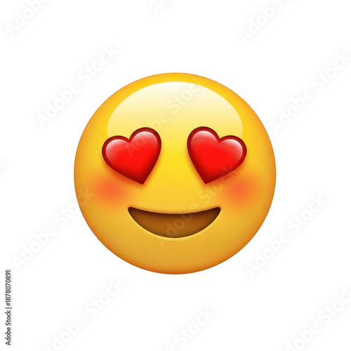 Smiling face with heart eyes isolated on transparent background