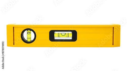 Yellow spirit level tool for ensuring accuracy in construction and carpentry projects with precise bubble indicators.