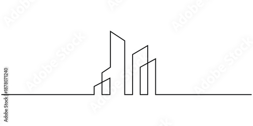 Continuous line drawing of a modern city skyline, Concepts logo for real estate or construction companies