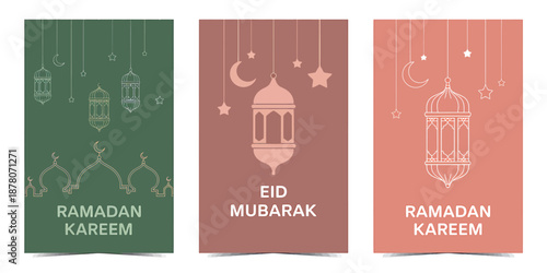 Ramadan Kareem Greeting Cards with Eid Mubarak Designs