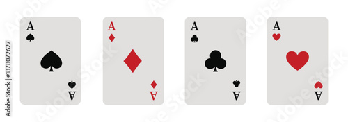 Set of red and black playing card suits illustration featuring hearts clubs spades and diamonds