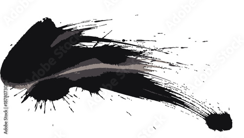 Abstract black brush stroke on white background.