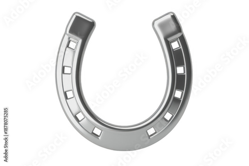 Silver horseshoe metal luck isolated on a transparent background